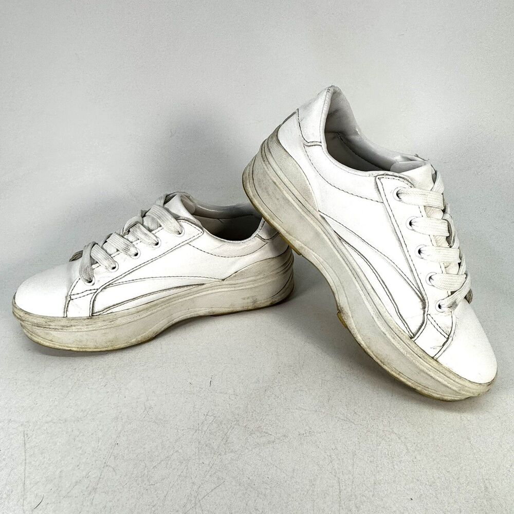 Bershka Womens Size EU 36 US 5.5 Platform Chunky White Leather Sneaker